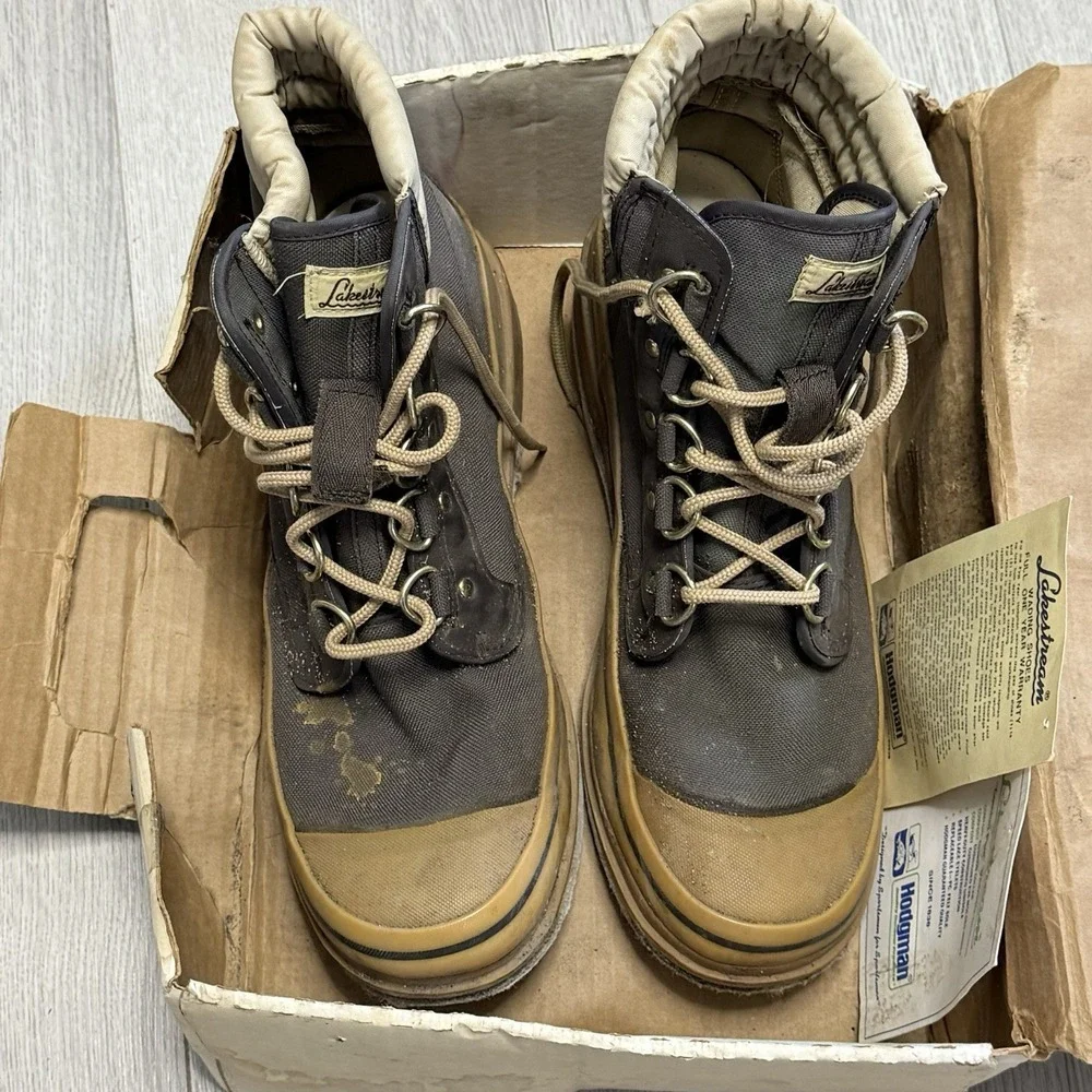 VTG Hodgman Lakestream Wading Boots Sz 11 Fight Club Collectors Original Box